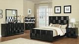 4pc California King Size Bedroom Set with Wave Design in Brown Finish