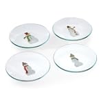 PAMPERED CHEF SNOWMEN APPETIZER PLATES #3011 SET OF 4 6" ROUND
