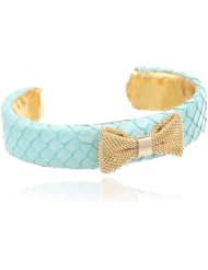 Ted Rossi "Pastel Ladylike" Python Metal Bow Cuff Bracelet, 5.25"