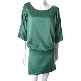 Laundry by Design Short Sleeve Scoopneck Silk Dress Color: EMERALD (green) Size: Medium