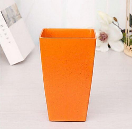 Decorative Vase Modern Style Plastic Vase Rectangular Vase Home Decor Decorative Floor Vases Multicolor Plastic 10x10x16 Cm 1ps (Orange)