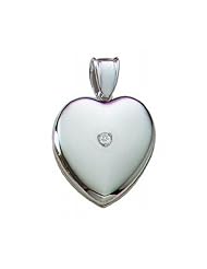 14K White Premium Cremation and Hair Locket w/ Diamond Center 3/4 inch x 3/4 inch in Solid 14K White Gold