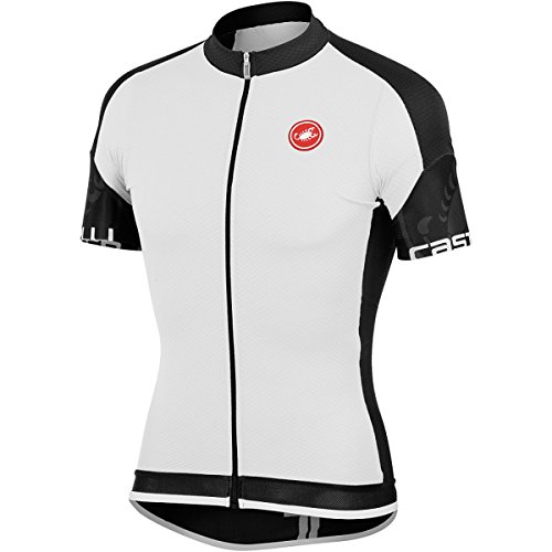 Castelli Entrata Full-Zip Jersey - ShortSleeve - Men's White/Black, L