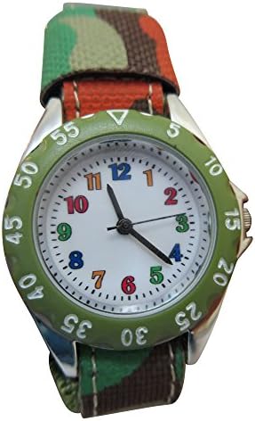 Camo Camouflage Green Watchs for Boys and Girls with Nylon Fabric Strap Band by Kids Watch Trail Watches