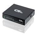 CSL - 5 Port Fast Ethernet Switch (10/100 Mbit) LAN aktiv (inkl. Netzteil) / Netzwerkswitch / Desktop Hub | RJ45 ports | Full Duplex | schwarz