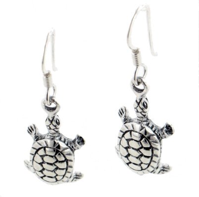 New Sterling Silver Turtle or Tortoise Hook Earrings