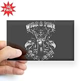 IMAGE OF Sticker Clear (Rectangle 10Pk) Wild And Free Skeleton Biker And Eagles