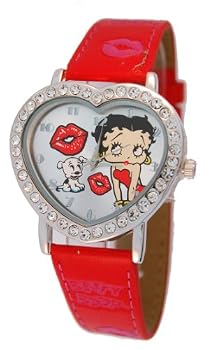 Betty Boop Women's Heart Shape Leather Strap Watch #BB-W540B