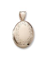 18k Premium Weight Yellow Gold Oval Picture Locket Jewelry 3/4 inch x 1 inch in 18K