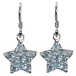 Aquamarine Cubic Zirconia Pave Star Platinum Overlay CAREFREE Sterling Silver Drop Earrings