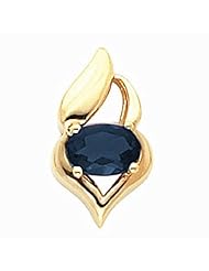 10K Yellow Gold Oval Cut Sapphire Pendant -- LIFETIME WARRANTY