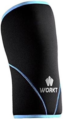 Workt Compression Knee Sleeve for Crossfit, Weightlifting & Powerlifting - Designed Exclusively By 7x Crossfit Games Athlete and Legend Chris Spealler - 7 Mil (Blue, Large)
