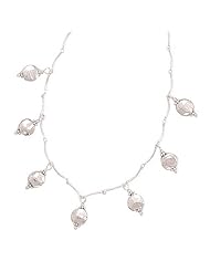 16 Inch Sterling Silver Coin Pearl Look Dangle Necklace