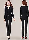 レディーススーツセット　細身シルエットで、美スタイル魅せ♪2点ご購入W158 M（スーツ/パンツ）ブラック