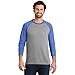 Threaded Sports Men's Baseball Crew Neck Cotton 3/4 Sleeve Essential Raglan T-Shirts Grey/Royal L