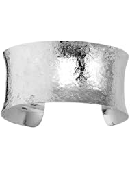 Silver With Rhodium Finish Shiny 35.0mm Slightly Concave Cuff Bangle With Pattern