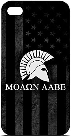 Molon Labe Spartan Logo over Grayscale American Flag - Tough Phone Case - Apple iPhone 4 / 4S
