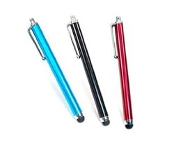 3 pcs Aqua Blue/Black/Red Capacitive Stylus/styli Touch Screen Cellphone Tablet Pen for iPhone 4 4s 3 3Gs iPod Touch iPad 2 Motorola Xoom, Samsung Galaxy, BlackBerry Playbook AMM0101US, Barnes and Noble Nook Color, Droid Bionic
