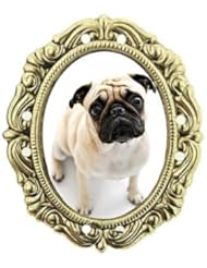Pug Brass Portrait Pin Gold Plated