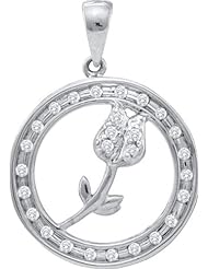 10KT White Gold 0.15 CTW Diamond Circle Pendant