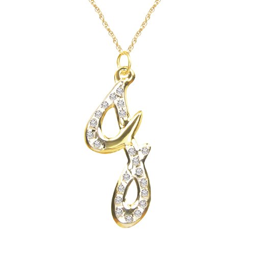 Diamond Fascination 14K Gold Diamond Accent Initial J Pendant w/ 18 Inch Chain