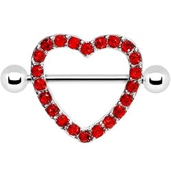 Ruby Red Gem Hollow Heart Nipple Shield