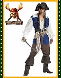 Adult Deluxe Captain Jack Sparrow Pirates Costume New