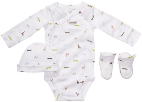 Carter's Baby Boy's 3 Piece Accessory Set - Safari Animals-white-3 Months