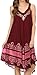 Sakkas Gasha Sleeveless Mid Length Caftan Dress with Embroidery Details and V Neck