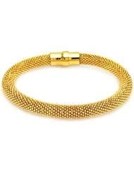 8MM Sterling Silver Italian Bracelets Gold Plated Large Beaded Magnet Lock Bracelet 7.5 Inches