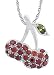 Platinum Overlay Sterling Silver Pave Cherry Shaped Cubic Zirconia Pendant, 18"