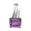 14K White Gold Amethyst and Diamond Pendant