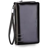 Teemzone Men's Genuine Leather Business Clutch Wrist Bag Handbag Organizer Card Cash Holder