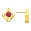 14K White Gold Chatham Created Ruby and Diamond Earrings