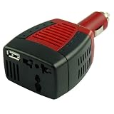 75W 12DC/110AC Square wave power inverter with USB port for notebook, cell phone, razor, digital camera, digital video, TV, CD, DVD, game machine etc