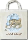 Katzen Tasche - I Don t Do Mornings Schlafmütze Mütze Katze Mietze Felidae Pussi Katzenklo Miau Einkaufstasche Tragetasche Stoffbeutel Beutel Bag Geschenk Geburtstag T-Shirt