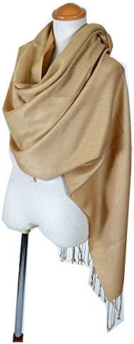 NEW COLORS Women's Luxury Silk Wool Twill Pashmina Shawl / Wrap Gold
