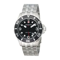 Wenger Men's 72236 AquaGraph 100M Black Bezel Steel Bracelet Watch