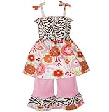 Girls Floral & Zebra Smocked Spring Capri Outfit Boutique Clothing