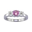 1/4 CT 3 Stone Pink Sapphire & Diamond Ring 14K White Gold (Available In Sizes 5 - 10)
