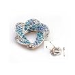 Floral Crystal Diamante Petal Brooch Pin - Blue
