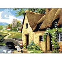 COTTAGE BY THE RIVER LARGE ADULT PAINTING BY NUMBERS