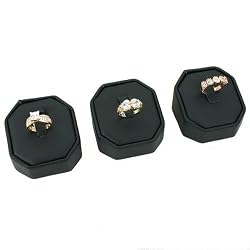3 Black Clip Ring Display Stand Jewelry Showcase