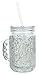 Mason Jar Frosty Freezer Mugs, Double Wall, Gel with Lid and Straw, 20oz (Clear)