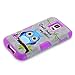 Galaxy S5 Case, S5 Case, Tradekmk(TM) 3-Piece in 1 Silicone Plastic Hybrid Bumper Case for Samsung Galaxy S5 [+Stylus+Screen Protector+Cleaning Cloth] [Cute Owl Pattern]-(Purple)