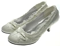 Balmoral Satin Pumps R&uuml;schen Wei&szlig; (P60)