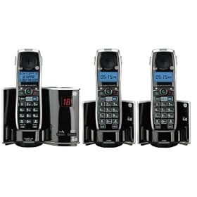GE 28821FE3 Dect 6.0 Digital 3-Handset Cordless Phone with Google Free Directory Assistance Goog-411 and Digital Answering System