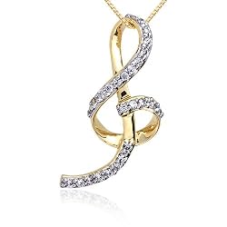 Love Breathes Music: Gold Vermeil G-Clef Pendant with Cubic Zirconia