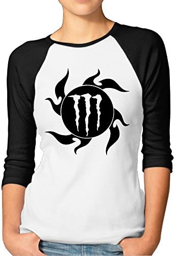 Logon Women's Sun Sports Drinks Logo Customized 100% Cotton Three-Quarter Sleeve Raglan T-shirts Black L
