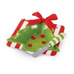Mud Pie Home For The Holidays Evergreen-Shaped Ceramic Dip Bowl with Spreader